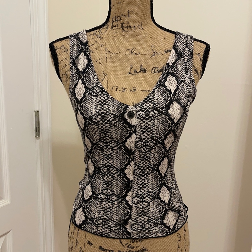 Stretch black and white top, size S, by Caution to the Wind